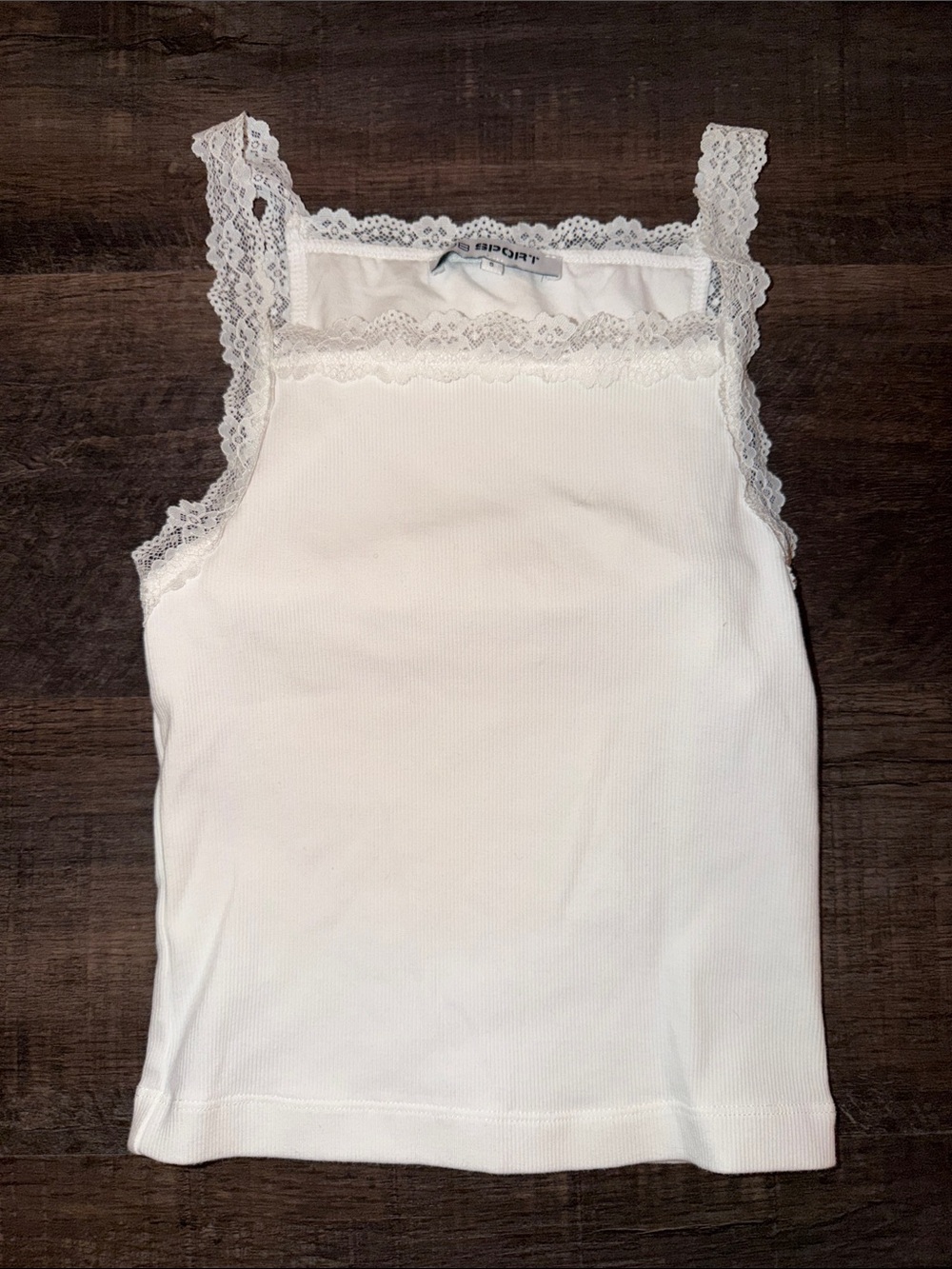 DAIRY BOY Lace-Trim Ribbed Tank Top